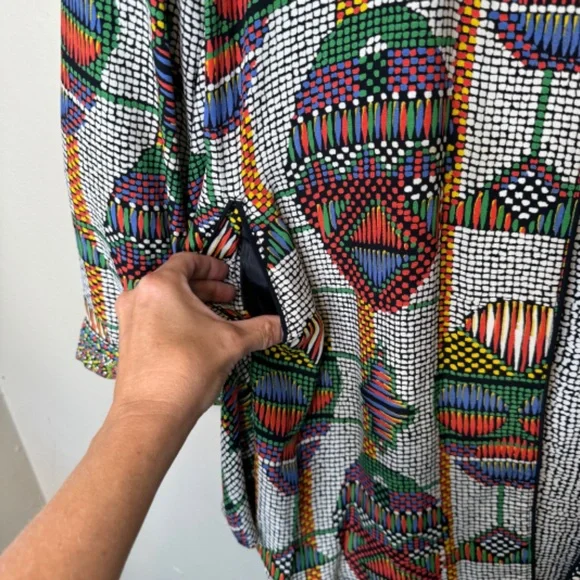 Platinum Dorothy Schoelen VTG TribalGeo Pattern Lightweight Bolero Suit Jacket - Picture 6 of 11